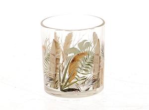 HBX natural living HBX Living Theelichthouder Gubbio Met Blad Dessin Dia7x8,2cm