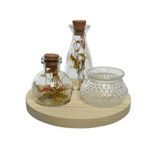 Decoris Onderbord Met Decoratie 2 Flessen Mer Droogbloemen, 1 Theelicht En