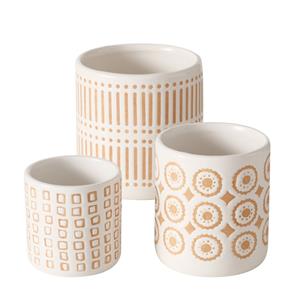 Boltze Home Bloempot Set 'Idale' 3-delig Dolomite Dia.9x10cm, Dia.7x7cm,