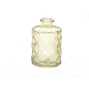 HBX natural living Vaas Vivance Glas Met Reliëf Ø7xh10,5cm Geel