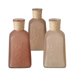 Boltze Home Vaas Met Reliëf 'Nemea' Van Glas 9,5x6,5x19cm Mat Gelakt 3 Assorti