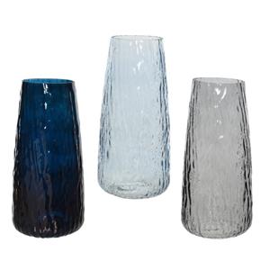 Decoris De  Vaas Met Golf Textuur, Gemaakt Van Glas, Heeft Een Verfijnde