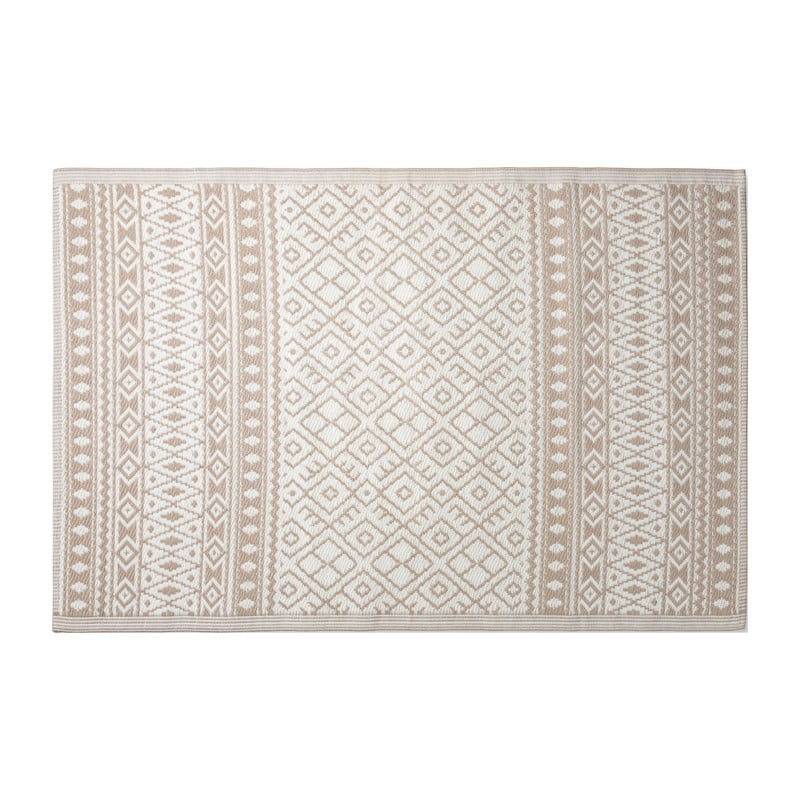 Buitenkleed ethnic - beige/wit - 160x230 cm