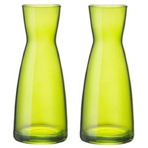Merkloos 2x stuks Karaf vorm bloemen vaas groen glas 20.5 cm -