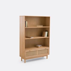 SO'HOME Boekenkast, fineereik en rotan, Loris