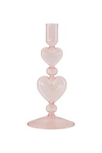 Zusss Kandelaar Glas Hartjes Roze/rood