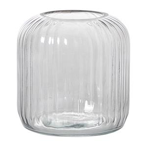 Xenos Windlicht ribbel middel - grijs - ø17.7x17.7 cm