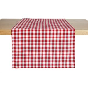 ERWIN M. Tafelloper Chatelete geruit; 40x130 cm (BxL); rood/wit; rechthoekig