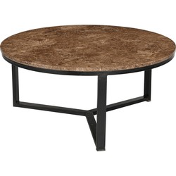 Livingfurn Ronde Salontafel Senna Marmer, 80cm - Bruin