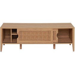 CALICOSY  TV-meubel met 2 Schuifdeuren - Rotan decor - B138 cm