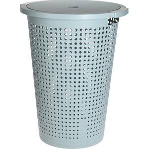 Merkloos Wasmand met deksel - mintgroen - 35 liter - x 52 cm - kunststof - rond -