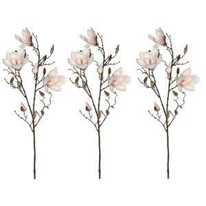 Shoppartners 3x Licht roze Magnolia/beverboom kunsttak kunstplant 90 cm -