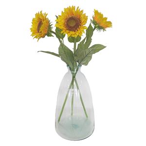 Bellatio Design Kunstbloem Zonnebloem Helianthus - 3x - 77 cm - losse steel - kunst zijdebloem -