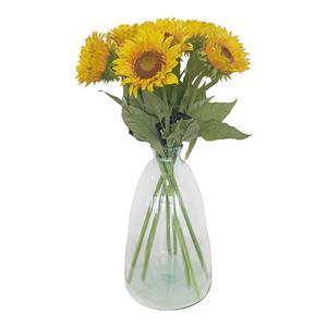 Bellatio Design Kunstbloemen boeket Zonnebloem Helianthus - 8x - 77 cm - kunst zijdebloemen -