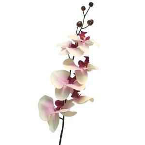 Bellatio Design Kunstbloem Orchidee Milan - wit/roze - 78 cm - losse steel - kunst zijdebloem - Phalaenopsis -
