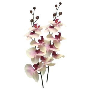 Bellatio Design Kunstbloem Orchidee Milan - 2x - wit/roze - 78 cm - losse steel - kunst zijdebloem - Phalaenopsis -