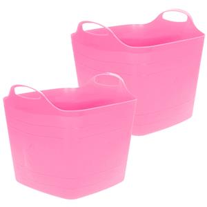 Excellent Houseware Flexibele emmer - 2x - roze - 25 liter - kunststof - vierkant - 35 x cm -