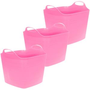 Excellent Houseware Flexibele emmer - 3x - roze - 25 liter - kunststof - vierkant - 35 x cm -