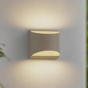 LINDBY LED buiten wandlamp Lenore, beige, metaal, 13,5cm
