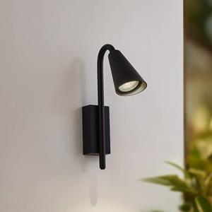 LINDBY Sorvete buitenwandlamp, zwart, aluminium, hoogte 33 cm