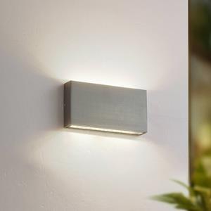 LINDBY LED buiten wandlamp Jarte, grijs, metaal, 17cm, IP54