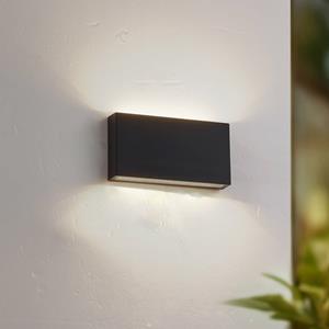 LINDBY LED buiten wandlamp Jarte, zwart, metaal, 17cm, IP54