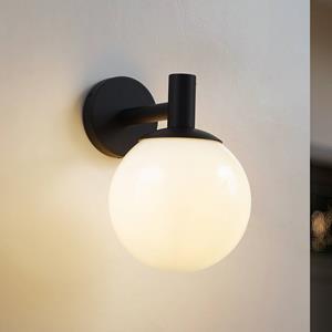 LINDBY buitenwandlamp Dangan, wit, glas, Ø 20 cm, IP44
