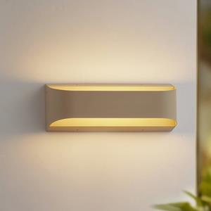 LINDBY LED buiten wandlamp Lenore, beige, metaal, 36,5cm
