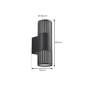 LINDBY buitenwandlamp Lurinda, 2-lamps, zwart, Ø10cm
