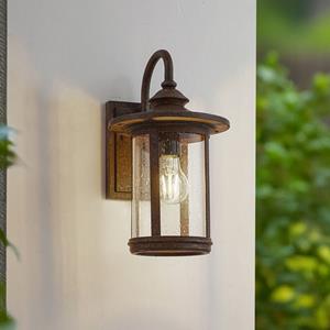 LINDBY buitenwandlamp Zayn, roest, glas, 33,4 cm, E27