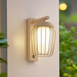 LUCANDE buitenwandlamp Chandan, 30cm, beige, sensor
