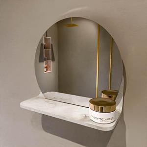 Mondiaz SPOT Badkamerspiegel - rond 30cm - spiegelplanchet - kleur Frappe SPOTPLNCHT30FRA