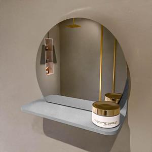 Mondiaz SPOT Badkamerspiegel - rond 30cm - spiegelplanchet - kleur Plata SPOTPLNCHT30PLA