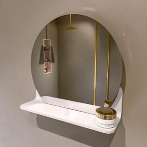 Mondiaz SPOT Badkamerspiegel - rond 40cm - spiegelplanchet - kleur Talc SPOTPLNCHT40TAL