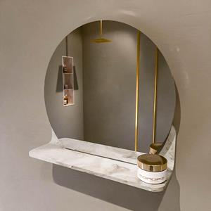 Mondiaz SPOT Badkamerspiegel - rond 40cm - spiegelplanchet - kleur Frappe SPOTPLNCHT40FRA