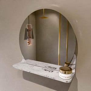 Mondiaz SPOT Badkamerspiegel - rond 40cm - spiegelplanchet - kleur Glace SPOTPLNCHT40GLA