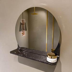 Mondiaz SPOT Badkamerspiegel - rond 40cm - spiegelplanchet - kleur Lava SPOTPLNCHT40LAV
