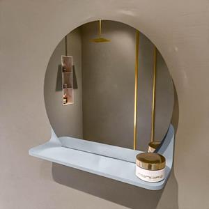 Mondiaz SPOT Badkamerspiegel - rond 40cm - spiegelplanchet - kleur Clay SPOTPLNCHT40CLA
