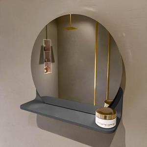 Mondiaz SPOT Badkamerspiegel - rond 40cm - spiegelplanchet - kleur Dark Grey SPOTPLNCHT40DGR
