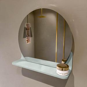 Mondiaz SPOT Badkamerspiegel - rond 40cm - spiegelplanchet - kleur Greey SPOTPLNCHT40GRE