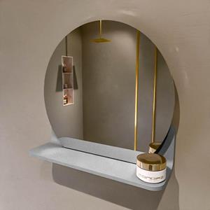 Mondiaz SPOT Badkamerspiegel - rond 40cm - spiegelplanchet - kleur Plata SPOTPLNCHT40PLA