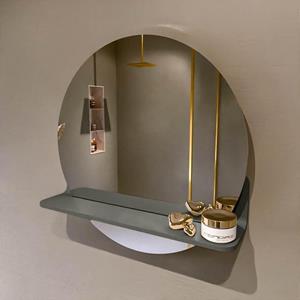 Mondiaz SPOT Badkamerspiegel - rond 50cm - spiegelplanchet - kleur Smoke SPOTPLNCHT50SMO