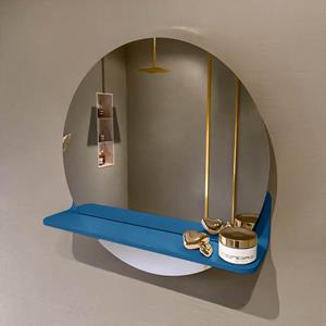Mondiaz SPOT Badkamerspiegel - rond 50cm - spiegelplanchet - kleur Jeans SPOTPLNCHT50JEA