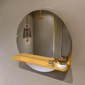 Mondiaz SPOT Badkamerspiegel - rond 50cm - spiegelplanchet - kleur Ocher SPOTPLNCHT50OCH