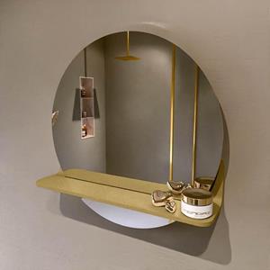 Mondiaz SPOT Badkamerspiegel - rond 50cm - spiegelplanchet - kleur Oro SPOTPLNCHT50ORO