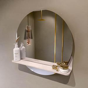 Mondiaz SPOT Badkamerspiegel - rond 60cm - spiegelplanchet - kleur Rosee SPOTPLNCHT60ROS