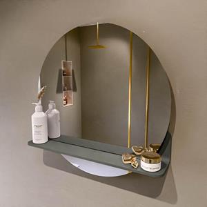 Mondiaz SPOT Badkamerspiegel - rond 60cm - spiegelplanchet - kleur Smoke SPOTPLNCHT60SMO