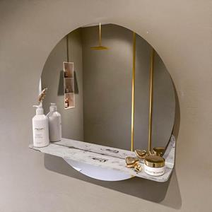 Mondiaz SPOT Badkamerspiegel - rond 60cm - spiegelplanchet - kleur Glace SPOTPLNCHT60GLA