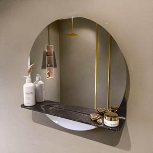 Mondiaz SPOT Badkamerspiegel - rond 60cm - spiegelplanchet - kleur Lava SPOTPLNCHT60LAV