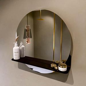 Mondiaz SPOT Badkamerspiegel - rond 60cm - spiegelplanchet - kleur Urban SPOTPLNCHT60URB